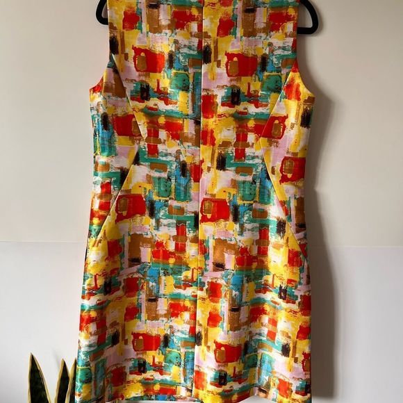 Tahari Arthur S. Levine Bright Multi Color Sleeveless Mini Dress Size 8 - Picture 3 of 7